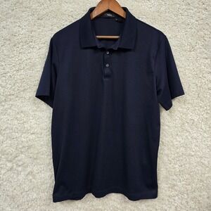 Theory Atlas Pique 2 Polo Shirt Mens XL Navy Blue Short Sleeve Minimalist Vibe